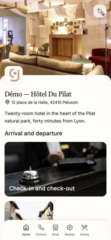 Current mobile guest guide interface