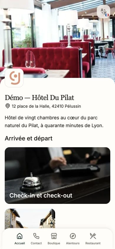Interface mobile actuelle du livret