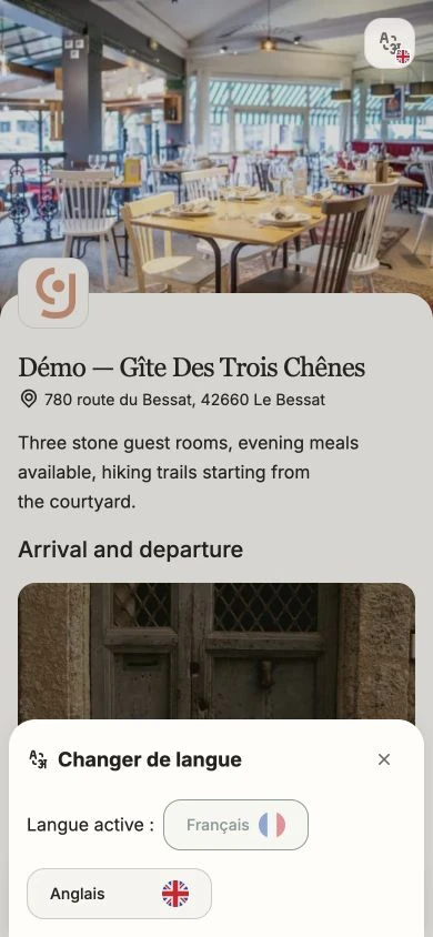 Current mobile guest guide interface