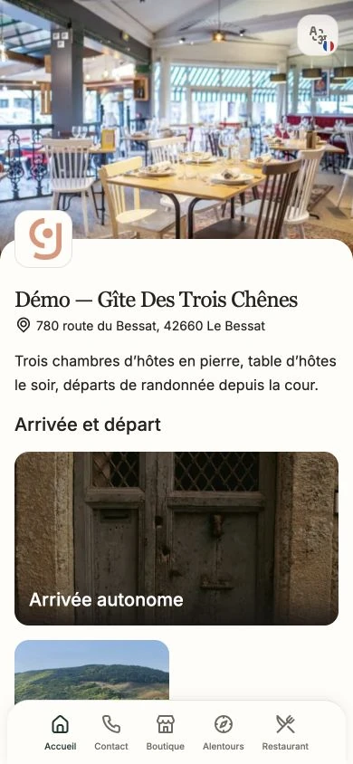 Interface mobile actuelle du livret