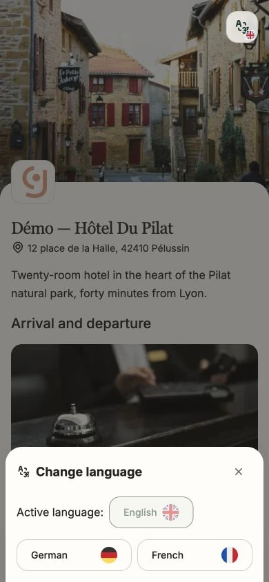 Current mobile guest guide interface