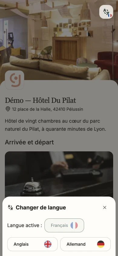 Interface mobile actuelle du livret