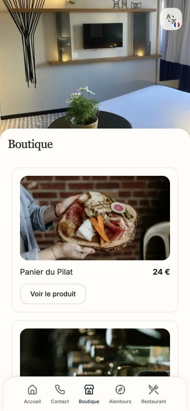 Interface mobile actuelle du livret