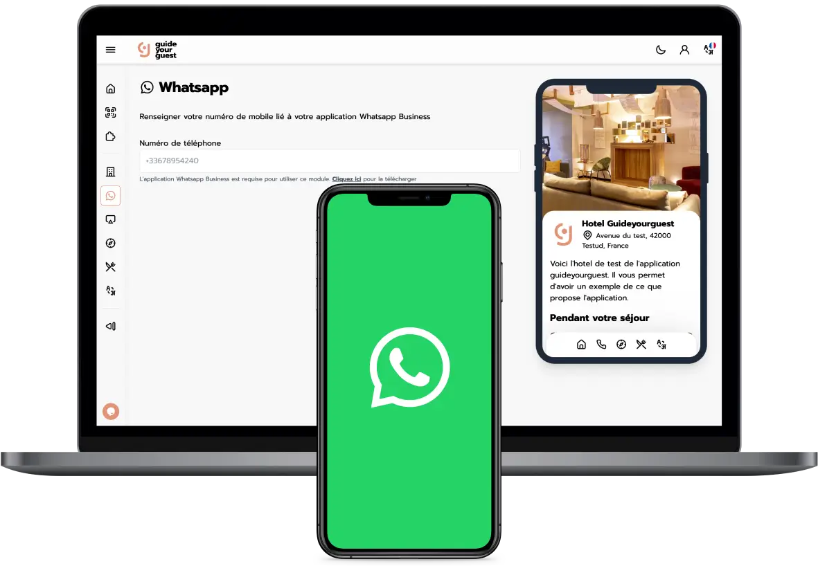WhatsApp module for hotel guestbook